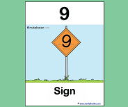 This large class size printable teaching card helps teach the 9 picture and story.
