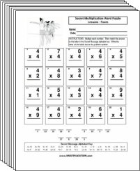 Free Secret puzzle Lesson multiplication worksheets - Multiplication.com