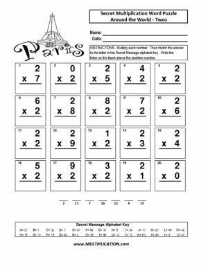 Free Around the World Multiplication - Secret Puzzle Worksheet - Multiplication.com