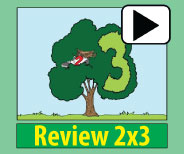 Teaches students strategies to remember 2x3 with picture and story reinforcements.