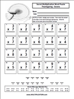Thanksgiving Sevens Time Table Multiplication Worksheet thumbnail