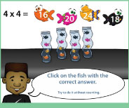 Helpful demonstration lesson on the meaning of 4x4 using groups and arrays.