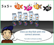 Important demonstration lesson on the meaning of 5x5 using groups and arrays.