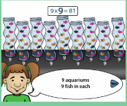 Important demonstration lesson on the meaning of 9x9 using groups and arrays.