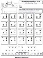 Valentine's Day Twos Time Table Multiplication Worksheet thumbnail