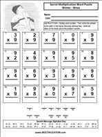 Winter Nines Time Table Multiplication Worksheet thumbnail