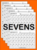 QuickQuiz Pack Sevens Time Table Worksheets thumnail